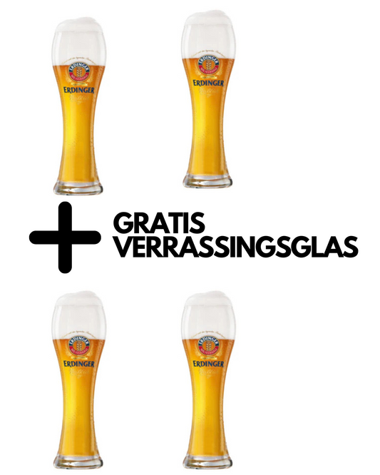 4x Erdinger weizenglas 50 cl + VERRASSINGSGLAS!