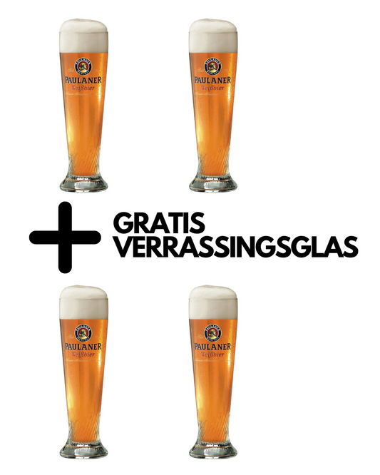 4 x Paulaner weizenglas 50cl + VERRASSINGSGLAS!