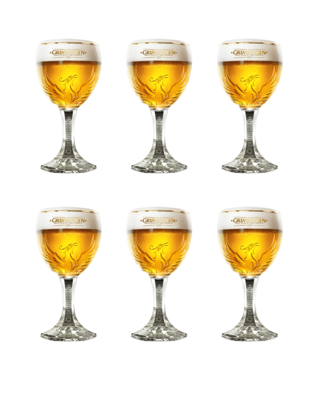 6x Grimbergen bierglas 33cl combipakket