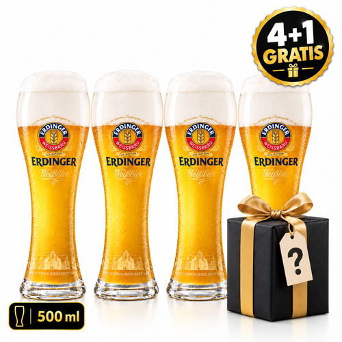 4x Erdinger Weizenglas 500ml + Gratis Verrassingsglas