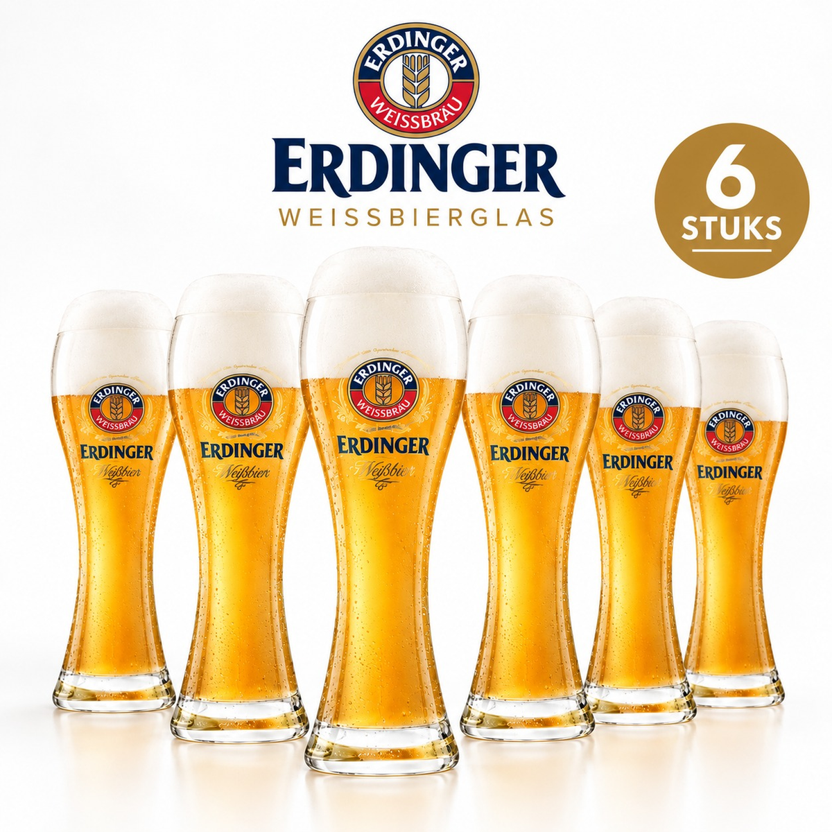 Zes originele Erdinger weizenglazen
