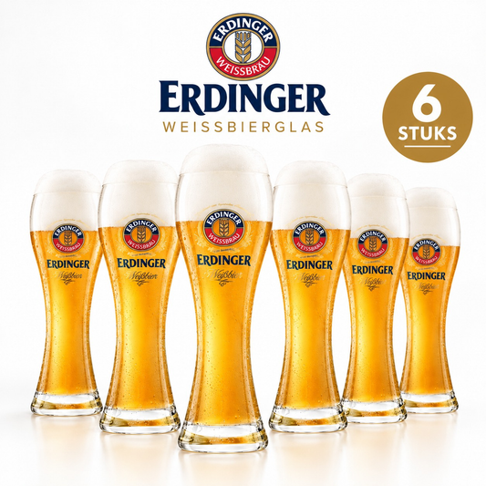 Zes originele Erdinger weizenglazen