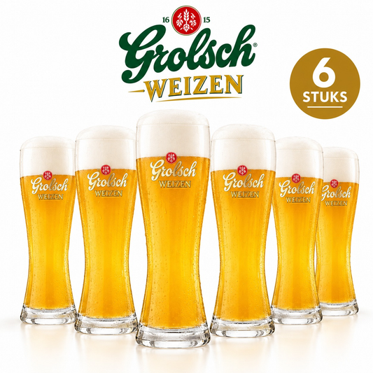 Zes originele Grolsch weizenglazen